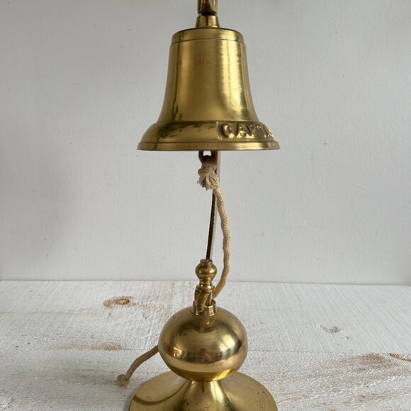 Large Vintage Brass Captains Bell on Stand - Nautical Desk Bell - Picture 6 of 11